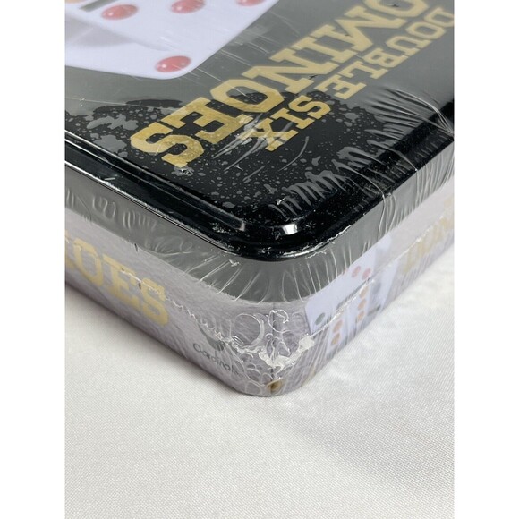 Double Six Dominoes 28 Color Dot Dominoes New Factory Sealed Storage Tin - Picture 11 of 11